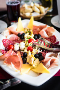 Close-up of fruits in plate