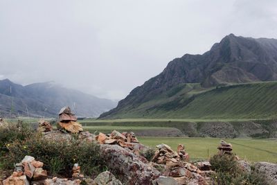 Scenic view of rocky mountains against sky