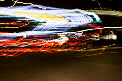 Close-up of multi colored light trails in water