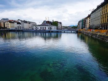 View of river with city in background