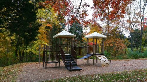 Empty bench in park