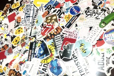 Full frame shot of multi colored text on floor