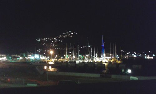 View of illuminated city at night