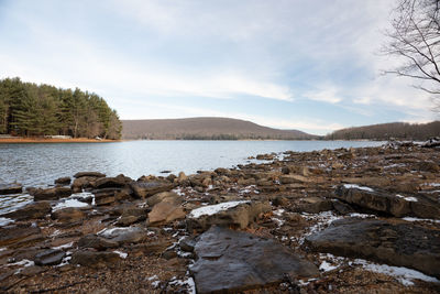 Scenic view of lake against sky