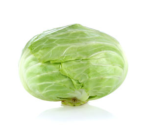 Close-up of green leaf against white background