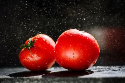 Close-up of strawberries on table