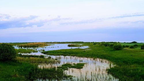 Scenic view of lake against sky
