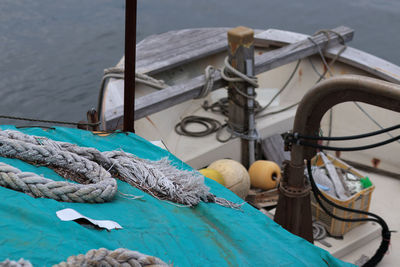 Fishing boat moored at harbor