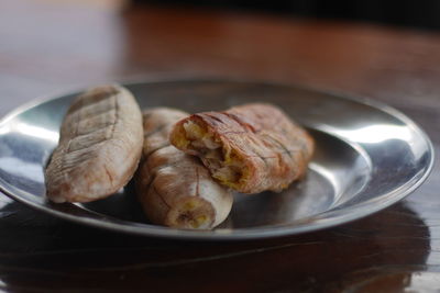 Close-up of food in plate on table