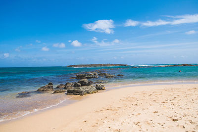 Scenic view of beach against sky