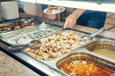 High angle view of food on table