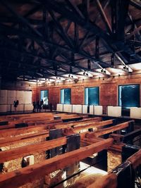 High angle view of building interior