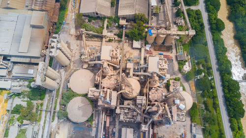 High angle view of industrial buildings