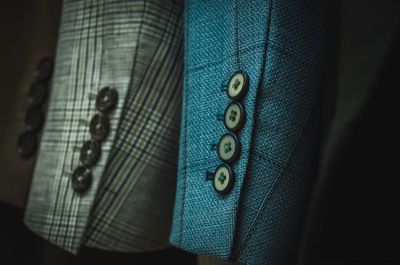 Close-up of blazers in darkroom