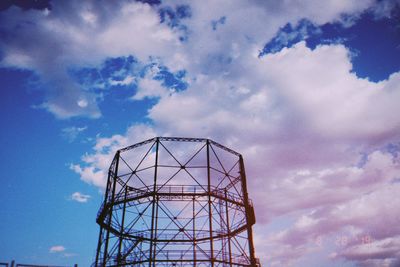 Low angle view of water tower against sky