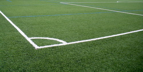 High angle view of soccer field