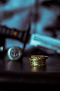 Coins, a ring, and a knife. everyday carry. 