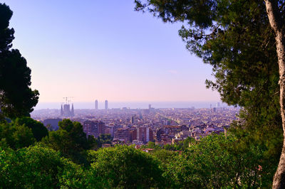 High angle view of buildings in city