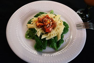 High angle view of meal served in plate