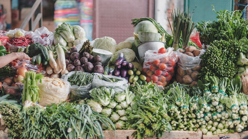 Vegetables for sale at market stall