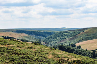 Scenic view of landscape against sky exmoor 