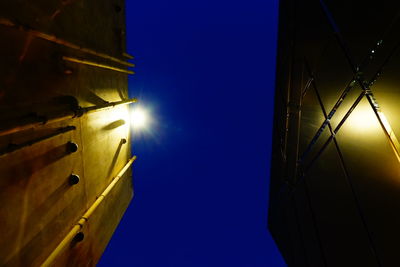 Low angle view of skyscrapers against clear blue sky