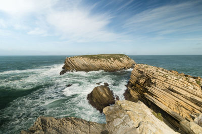 Scenic view of rocky coastline