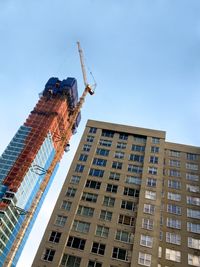 Low angle view of building against clear sky