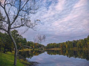 Scenic view of lake against sky