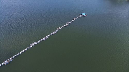 High angle view of ship in sea