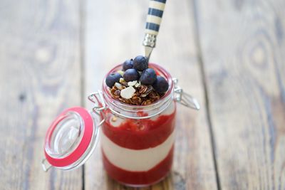 Close-up of breakfast on table