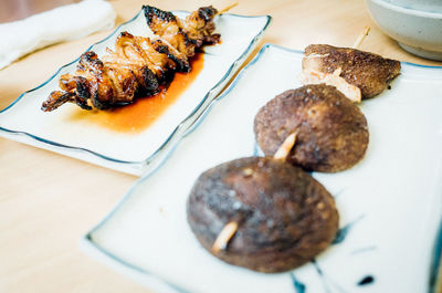 Yakitori served on restaurant table