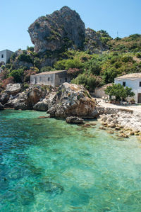 Scenic view of sea against clear sky