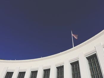 Low angle view of flag against clear sky