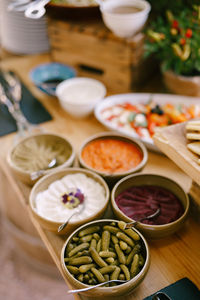 High angle view of food on table