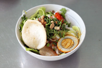 Close-up of salad in bowl on table