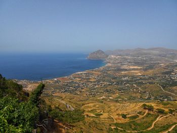 Scenic view of sea against clear sky