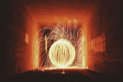 Illuminated lights at night