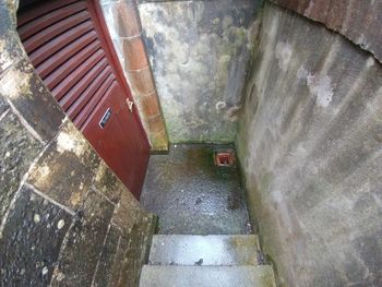 High angle view of staircase in building