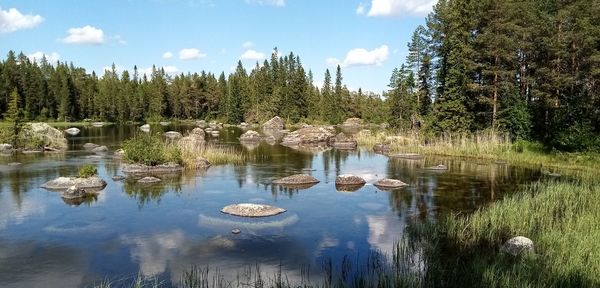 Scenic view of lake against sky