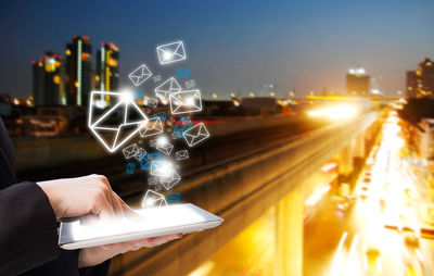 Traffic on road at night