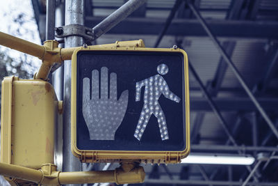 Walk - don't walk old traffic lights in manhattan downtown