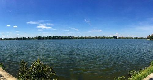 View of lake against cloudy sky