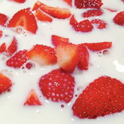 Close-up of strawberries in plate