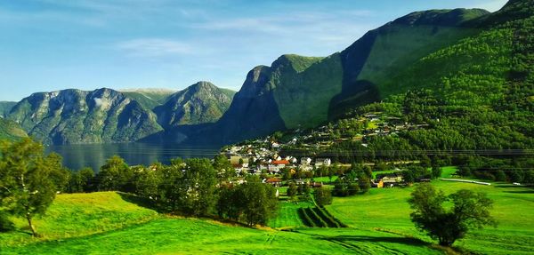 Scenic view of mountains against sky