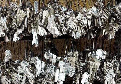 Full frame shot of umbrellas hanging at market stall