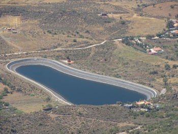 High angle view of road passing through landscape