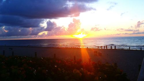 Scenic view of sea at sunset