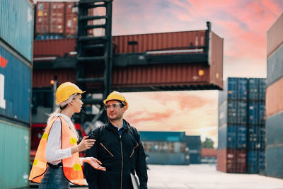 Young man working at construction site