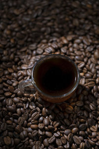 High angle view of coffee on table